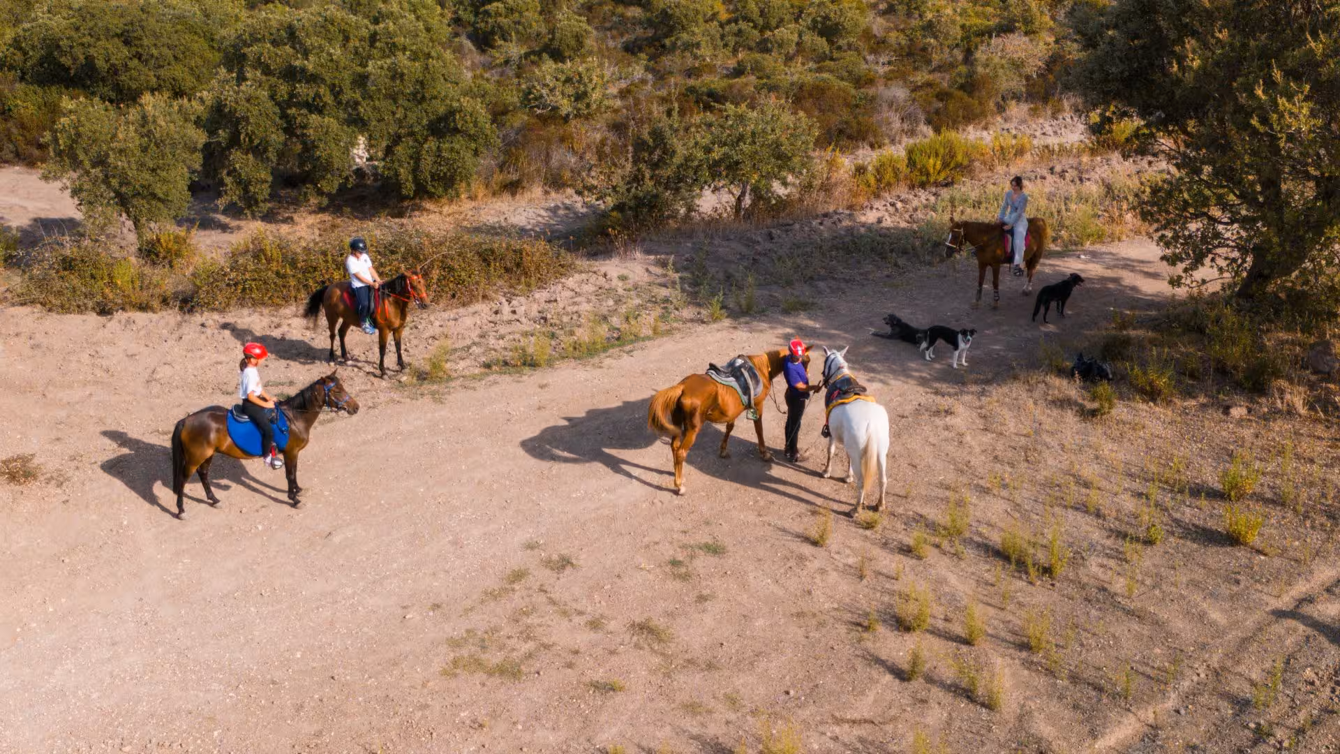 Group of riders on horseback in Sedini, exploring Castelsardo's picturesque trails and natural beauty.