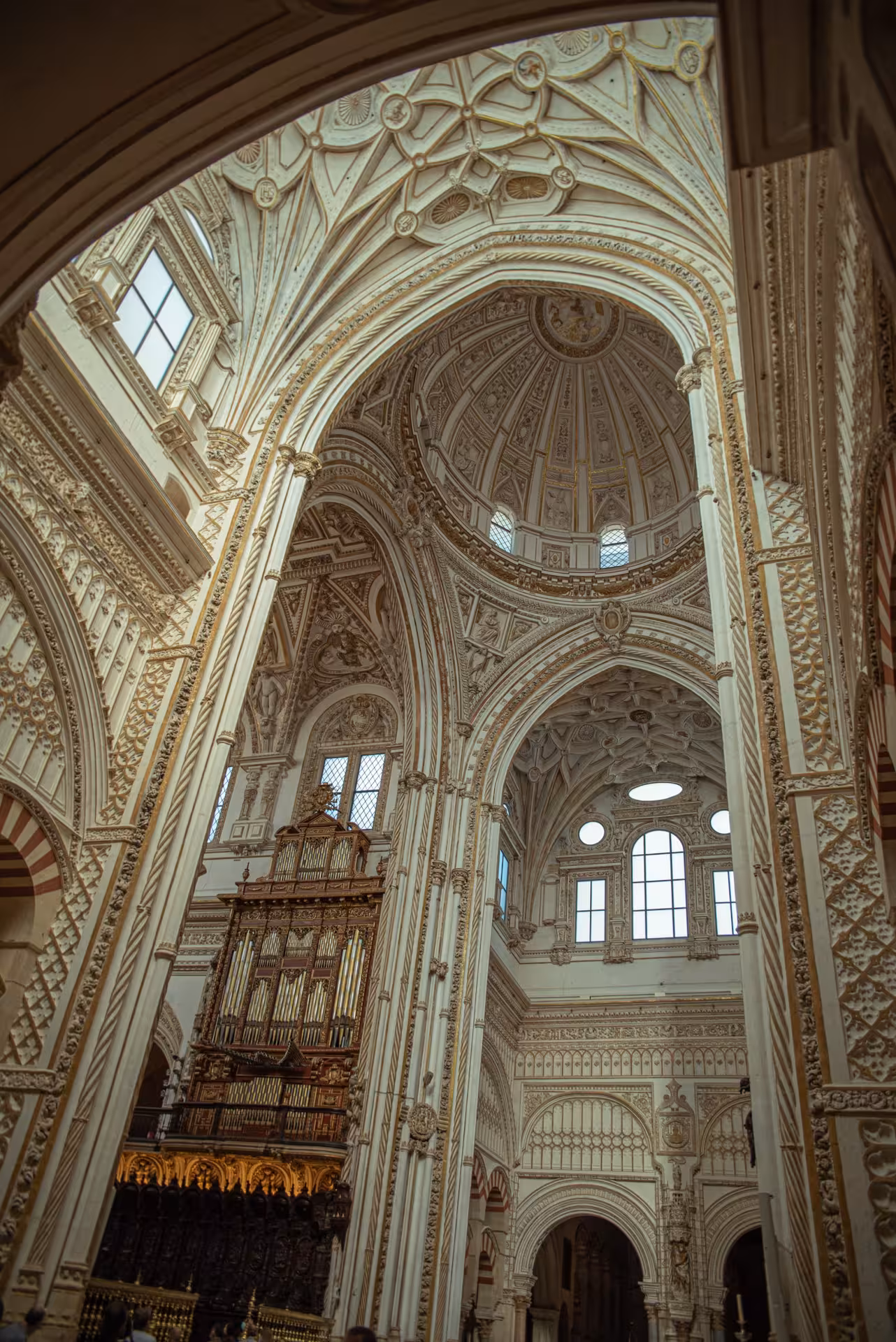 Stunning interior view of the Cathedral Mosque's intricate domed ceilings and ornate architectural details.