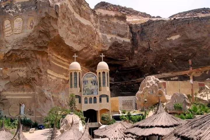 Cave Church Cairo in Mokattam cliffs, key stop on City of the Dead tour with Coptic heritage