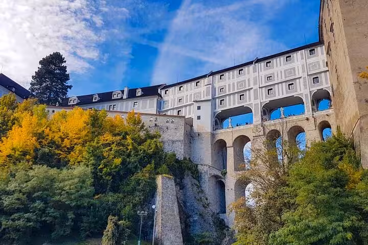 Cesky Krumlov Castle arcades and hillside gardens, a highlight of a private day tour from Vienna