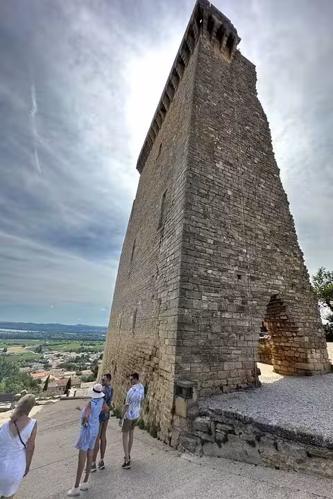 Panoramic view from Châteauneuf-du-Pape castle ruins near Avignon on a full-day private wine tasting tour