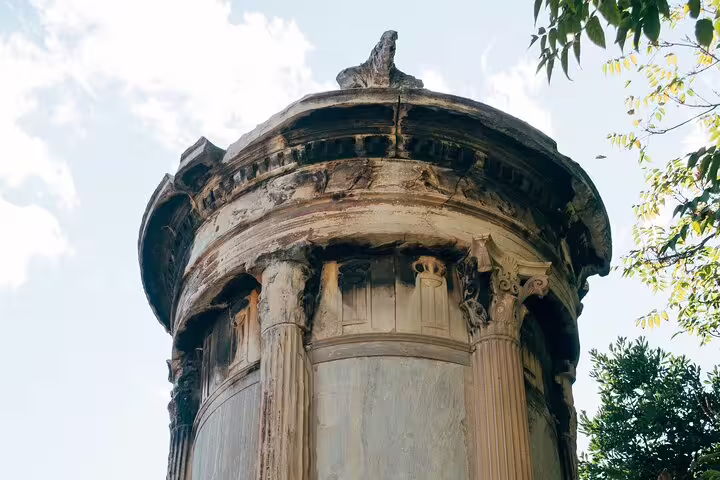 Close-up of the Choragic Monument of Lysicrates, a highlight on an Athens half-day private car tour