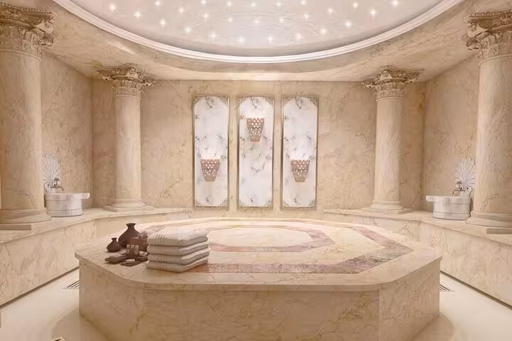 Luxury marble hammam room at Hurghada Cleopatra Deluxe Spa, ideal for sauna, jacuzzi and massage ritual