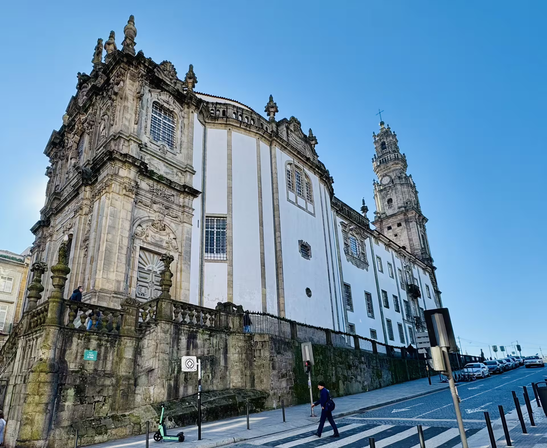 Baroque architecture of Clerigos Church and Tower in Porto, Portugal, seen on an essential small-group walking tour.