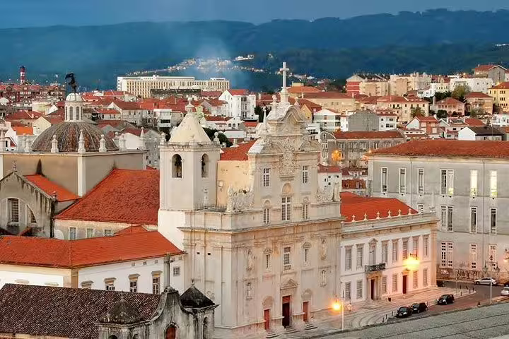 Aerial view of historic Coimbra with its iconic baroque architecture, a highlight on the 7-day Portugal tour from Lisbon.