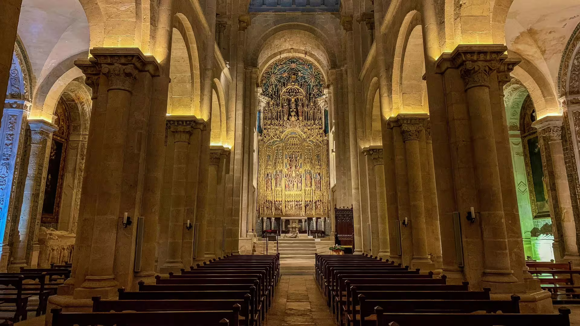 Marvel at the ornate interior of Coimbra's Old Cathedral, a highlight of the private tour.