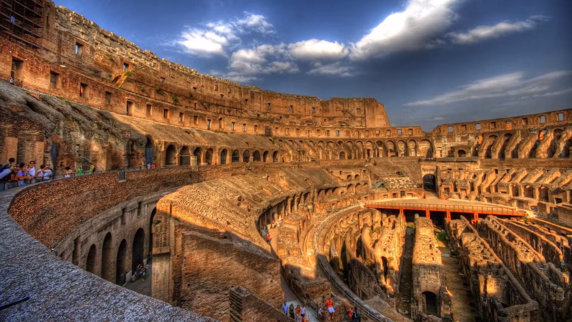 Interior view of the Colosseum in Rome, highlighting ancient arena details for an immersive historical experience.