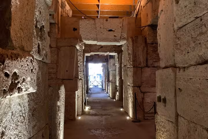 Explore the Colosseum's ancient underground passageways on a VIP tour, revealing its historical architecture and secrets.