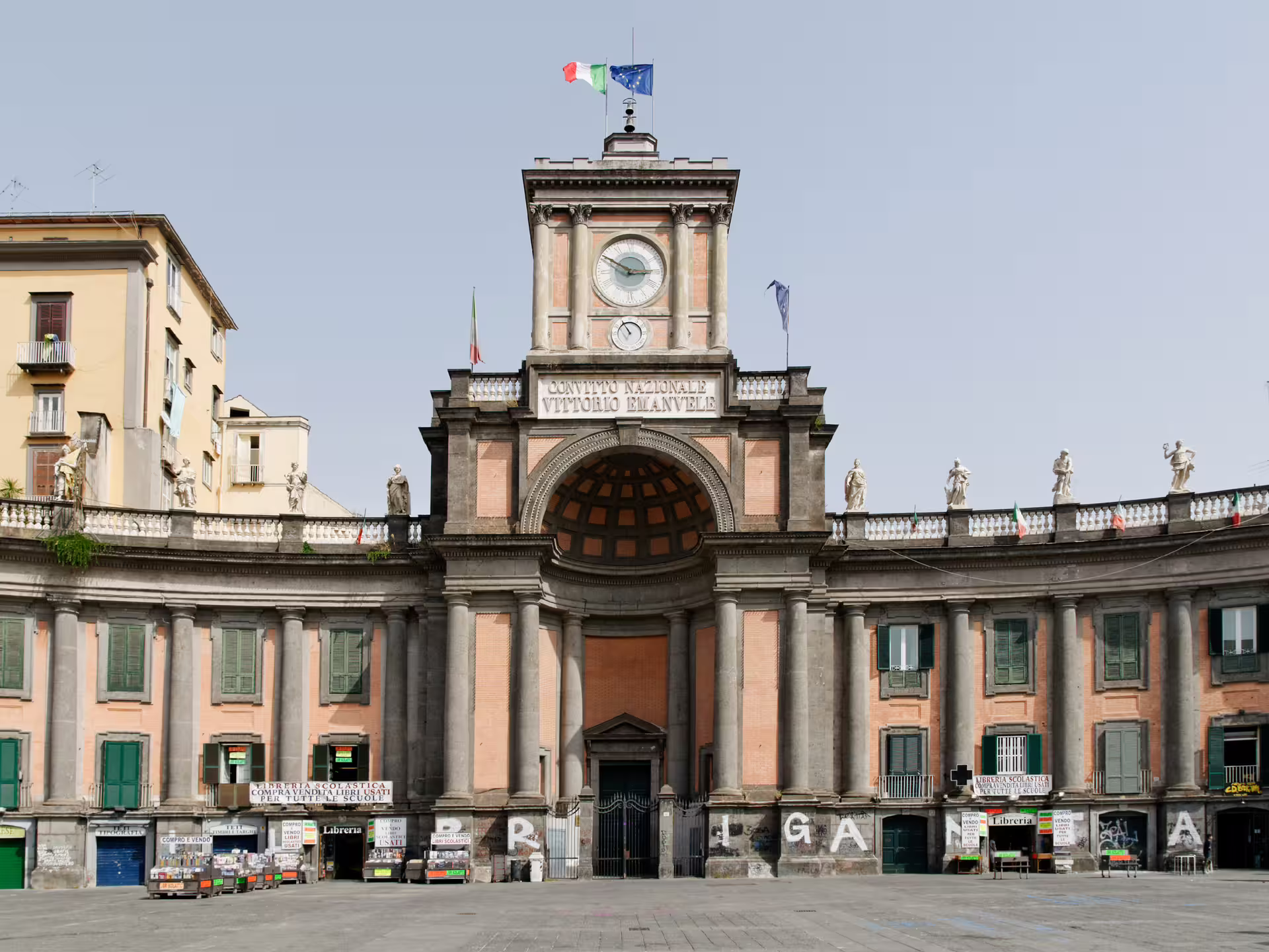 Historic Convitto Nazionale Vittorio Emanuele II building on Piazza Dante, featured on central Naples cultural walking tours