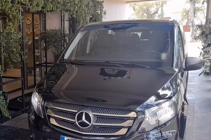 Mercedes V-Class minivan for Corfu private airport and port transfer, premium door-to-door chauffeur service