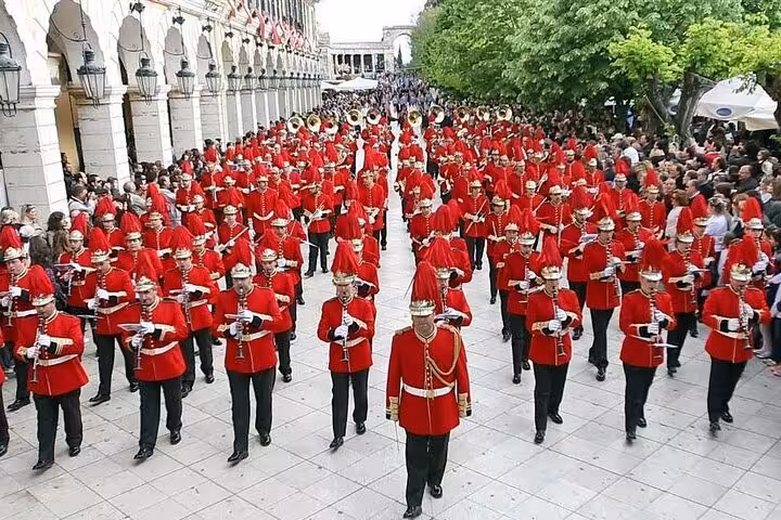 Corfu Old Town parade on Liston promenade, cultural highlight on Top 5 of Corfu city tour experience