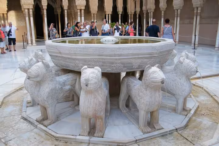 Visit the iconic Court of the Lions in Alhambra, a highlight of the 5-day Andalucia tour from Costa del Sol.