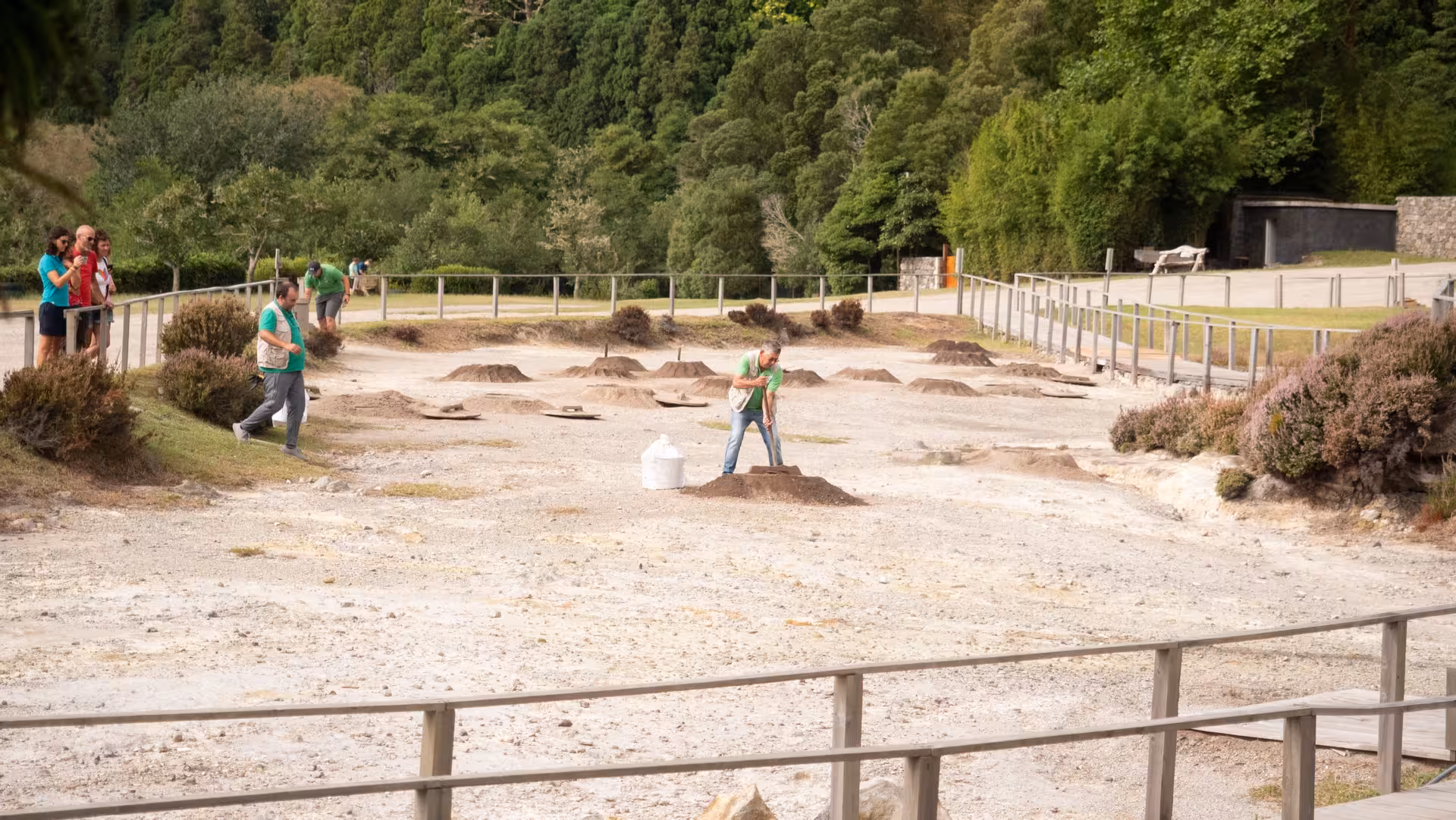 Cozido das Furnas being unearthed from geothermal pits, included lunch on the full-day Furnas van tour São Miguel