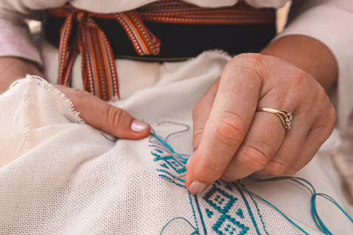 Close-up of traditional Croatian embroidery craft on a private Dubrovnik cultural tour experience