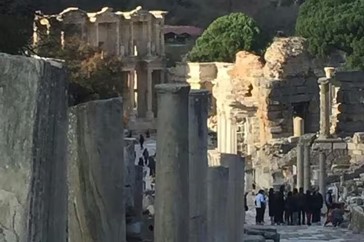 Ancient Curetes Street ruins in Ephesus on a private tour to St. John Basilica and House of Mary with lunch
