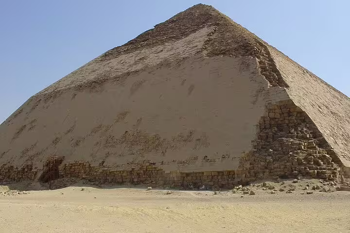Close-up of Dahshur Bent Pyramid stonework and casing, key stop on Dahshur Pyramid and Memphis tour