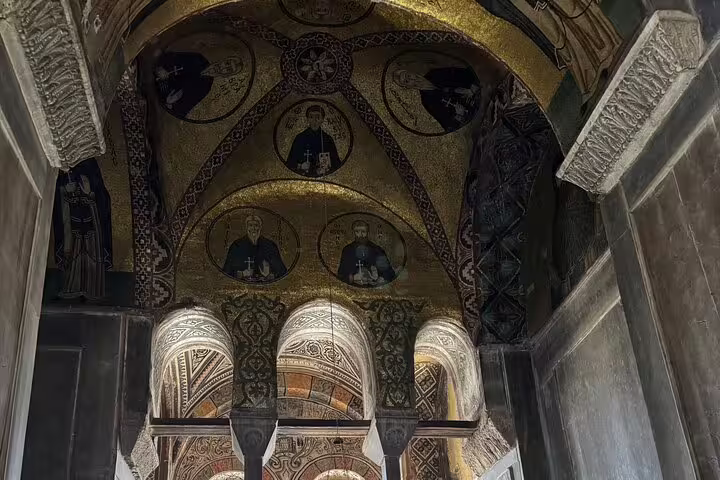 Byzantine monastery chapel mosaics and arches on a Delphi full-day private tour with Oracle site museum visit