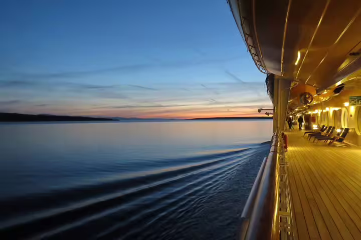 Evening boat deck with lights over the Red Sea in Sharm El Sheikh, perfect for a sunset dinner cruise