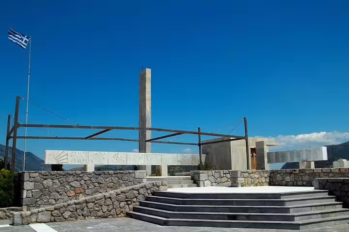 Distomo Memorial of the Massacre near Delphi and Arachova, key stop on full-day tour with lunch