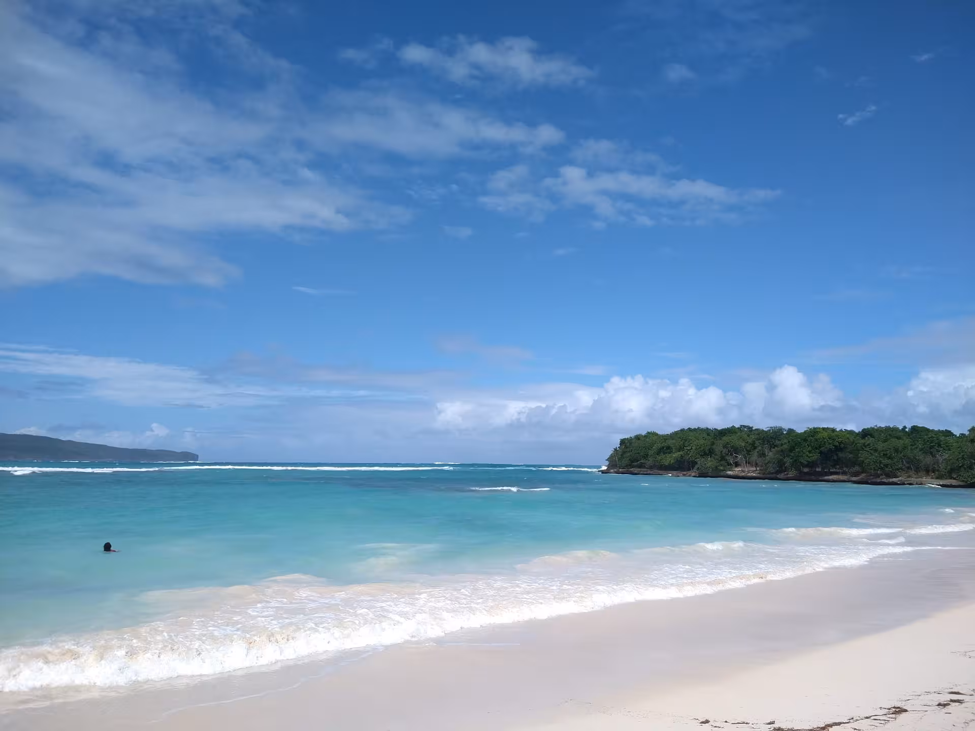 Turquoise waters and white-sand beach in the Dominican Republic, Caribbean getaway swim stop and island views