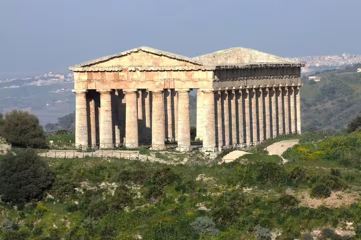 Ancient Doric Temple of Segesta in Sicily, panoramic view on the Erice and Segesta regular day tour from Palermo
