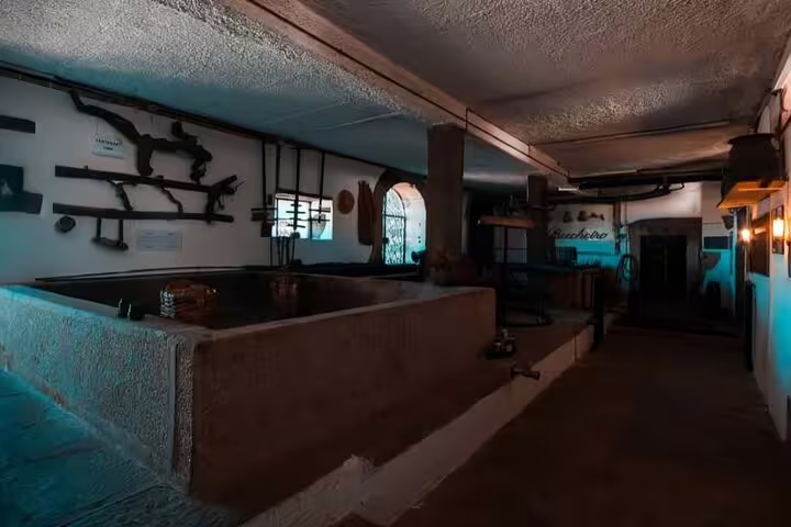 Authentic Douro Valley winery interior showcasing vintage equipment, perfect for cultural tours.