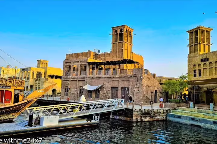 Explore historic Al Fahidi District's traditional architecture on a Dubai city sightseeing tour in a 4x4 private vehicle.
