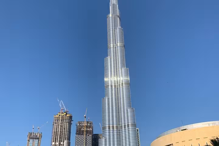 Burj Khalifa skyline view on Dubai city tour with pickup and drop-off to Fujairah, UAE day trip