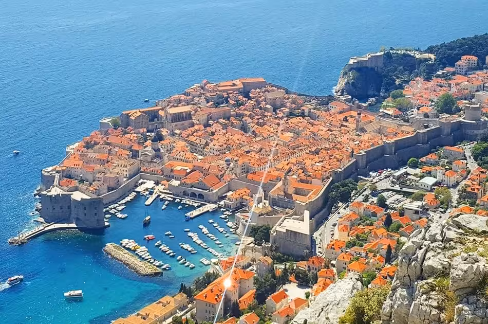 Aerial view of Dubrovnik Old Town and Adriatic coast, day trip add-on from Cavtat Konavle experience