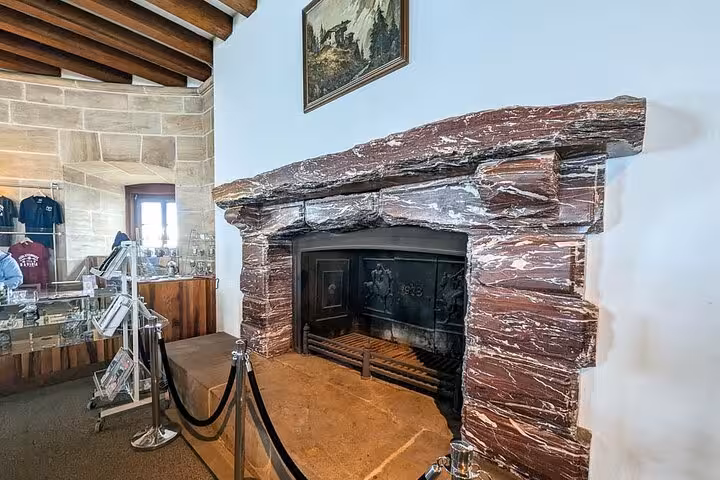 Eagles Nest interior fireplace at Kehlsteinhaus, a highlight on private day tour from Salzburg
