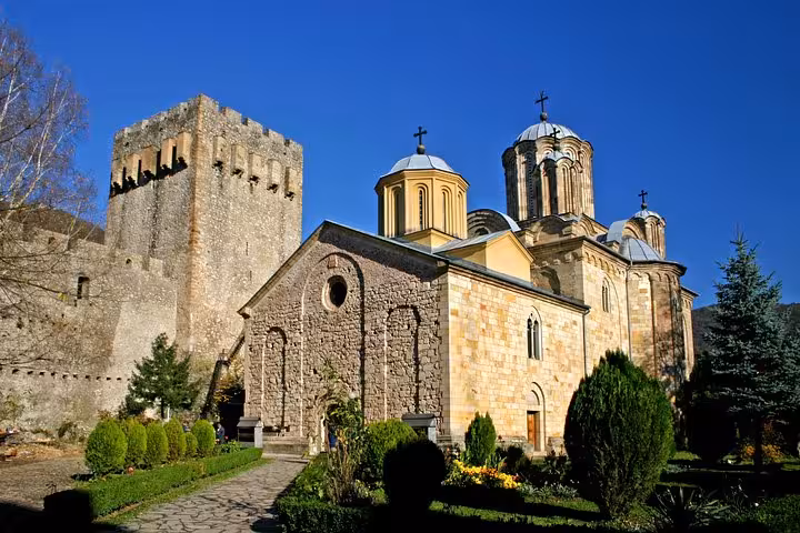 Explore the historic architecture of a monastery in Eastern Serbia on a private tour from Belgrade.