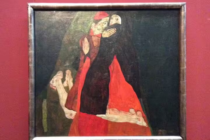 Close-up of an Egon Schiele painting at the Leopold Museum, featured in a private tour led by an art historian.