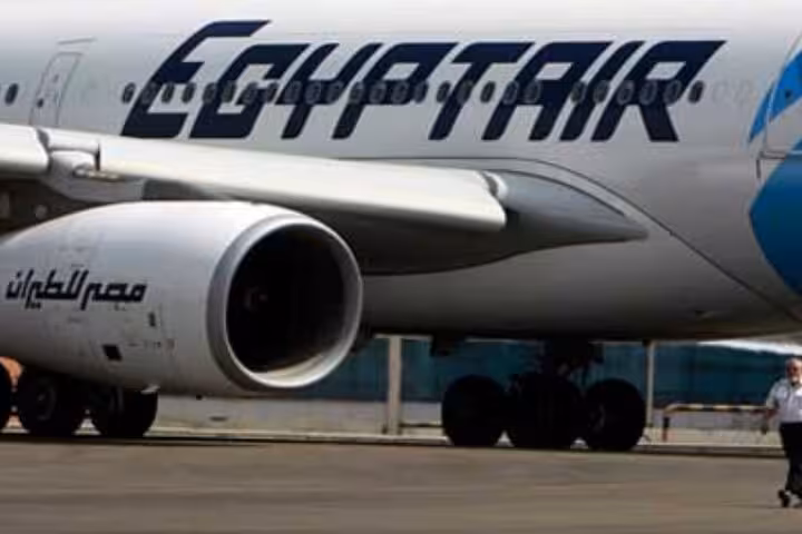 EgyptAir jet on airport apron in Marsa Alam, ideal for booking exclusive private airport transfer service to resorts