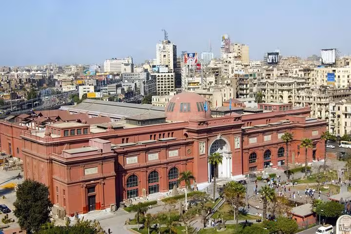 Egyptian Museum Cairo exterior view, key stop on Unique Ancient Egypt Cairo day tour from Hurghada