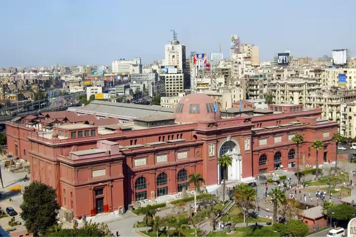 Egyptian Museum Cairo skyline view, key stop on 4-day Cairo Aswan Abu Simbel Luxor by air trip