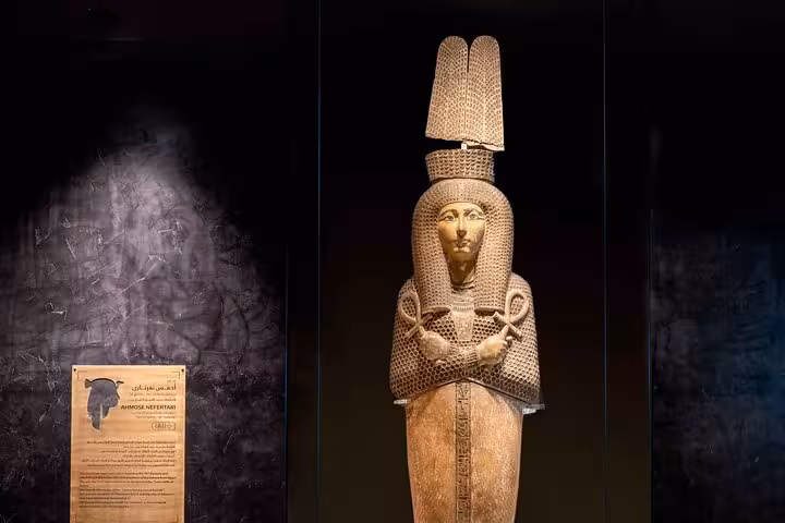 Ancient Egyptian pharaoh statue at the National Museum of Egyptian Civilization on Cairo guided day tour