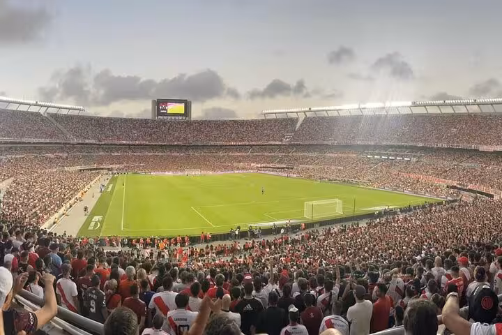 Packed El Monumental stadium during a River Plate match in Buenos Aires, guided local football experience