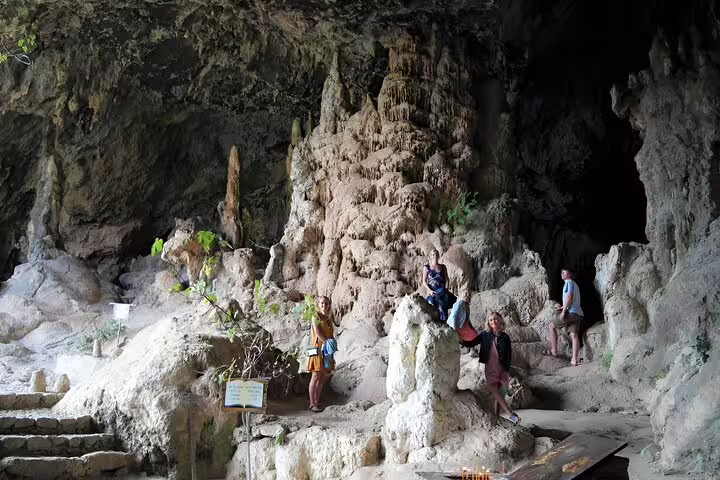 Explore a stunning cave with unique rock formations on the Private Tour Elafonisi Beach with Honey Olive Oil & Wine Tastings.