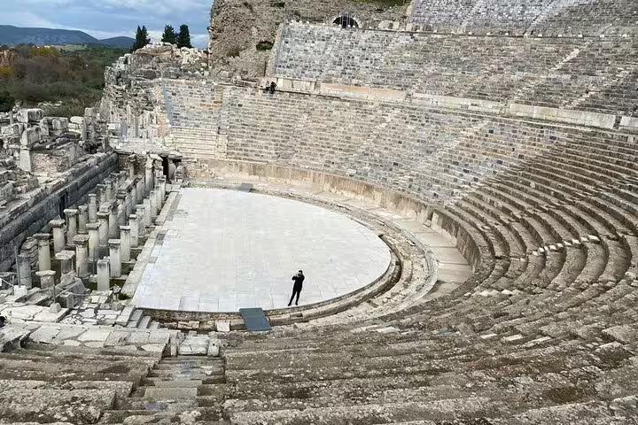 Great Theatre of Ephesus amphitheater seating on private Ephesus tour including St. John Basilica, House of Mary, lunch