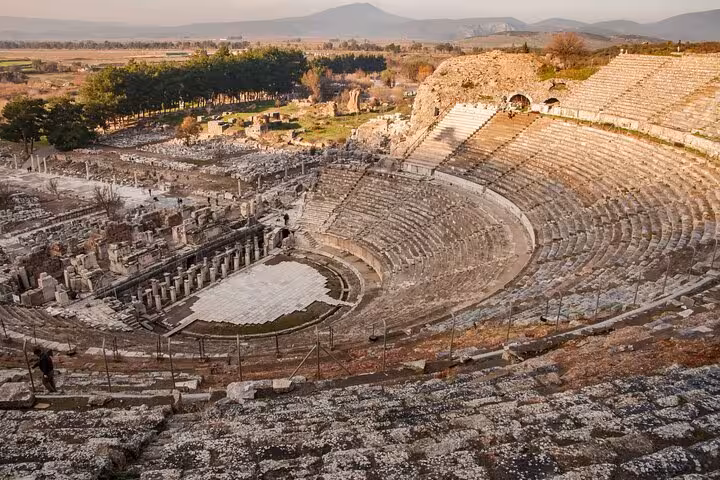 Great Theatre of Ephesus amphitheater view, Turkey, on a skip-the-line half-day private tour for cruise passengers