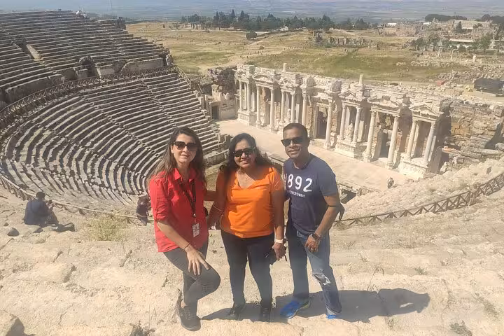 Travelers at Ephesus Great Theatre on 2-day Ephesus & Pamukkale tour from Istanbul, Turkey