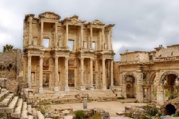 Ephesus Library of Celsus ruins in Turkey, highlight of the 4 Days 7 Churches of Revelations guided tour