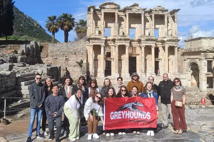 Small group tour photo at Ephesus Library of Celsus, ideal for skip-the-line cruise shore excursion