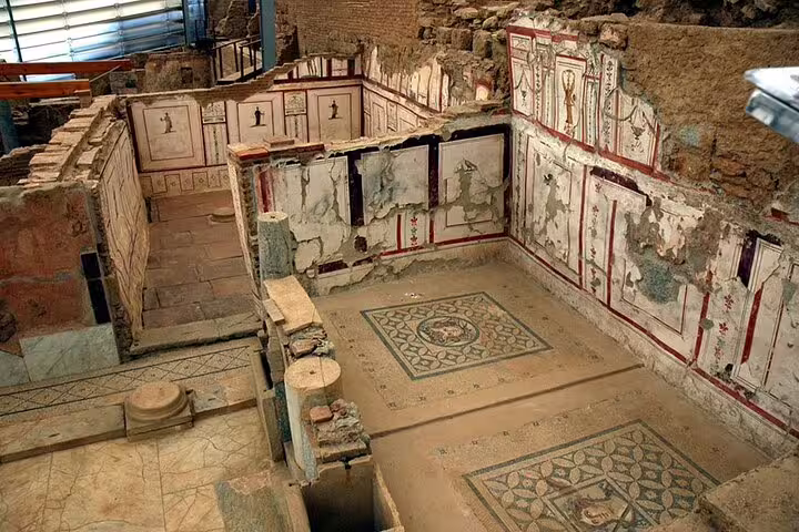 Ancient Roman terrace houses in Ephesus with fresco walls and mosaics, highlight of Western Turkey guided tour