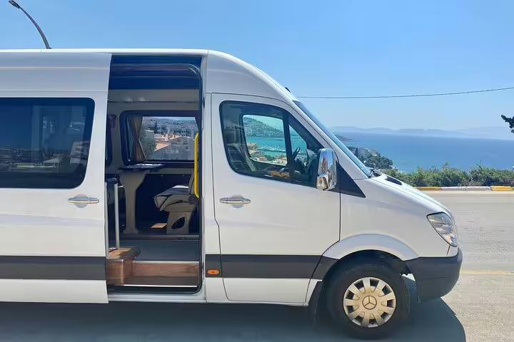 Private Ephesus tour minivan pickup in Kusadasi, comfortable transport to St. John Basilica and House of Mary