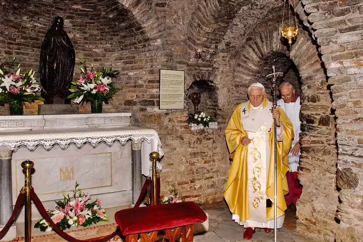 Historic stone chapel interior in Ephesus area, cultural stop on 7-day guided Western Turkey mini group tour