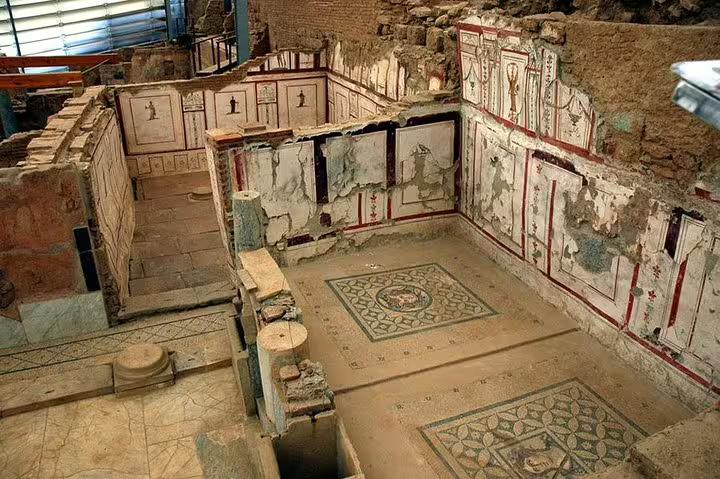 Terrace Houses mosaics and frescoes in Ephesus, all-inclusive private day trip from Istanbul by plane with guide