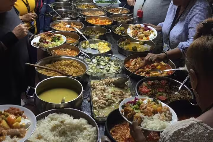 Turkish buffet lunch spread on Ephesus VIP shore excursion, all-inclusive tour with local dishes and salads