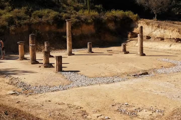 Ancient Epidaurus ruins with stone columns, a stop on Nafplio and Corinth Canal private luxury tour