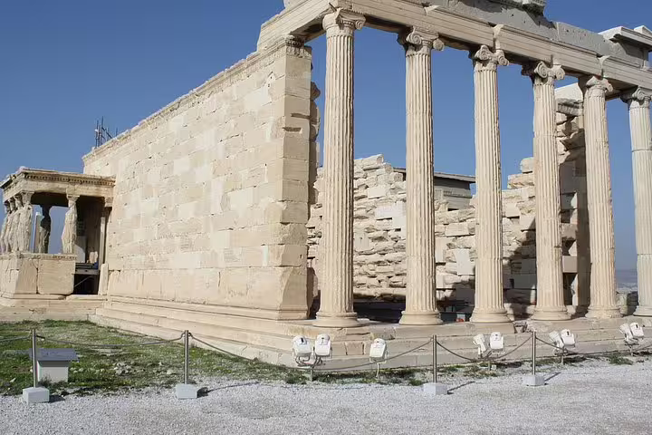 Erechtheion Temple columns on Acropolis, must-see Athens landmark on private Athens & Cape Sounio tour